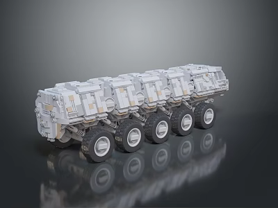 Multi Wheeled Heavy Duty Vehicle Model With Detailed Mechanical Structure And Gray Exterior 3d model