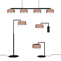 Modern Copper Black Pendant Lamps And Floor Lamps Lighting Combination Set