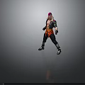 Pink Haired Character In Leather Jacket With Red Sash And Combat Stance