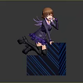 Game And Movie Character With Reddish Brown Hair In Purple Dress On Blue Zigzag Cube