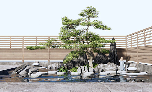 New Chinese landscape sketch rockery waterscape 3d model