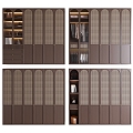 French Middle Style Rattan Wardrobe Combination 3d model