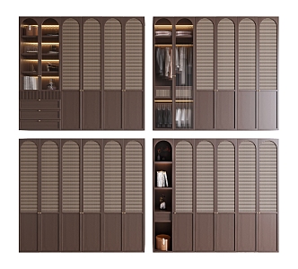 French Middle Style Rattan Wardrobe Combination 3d model