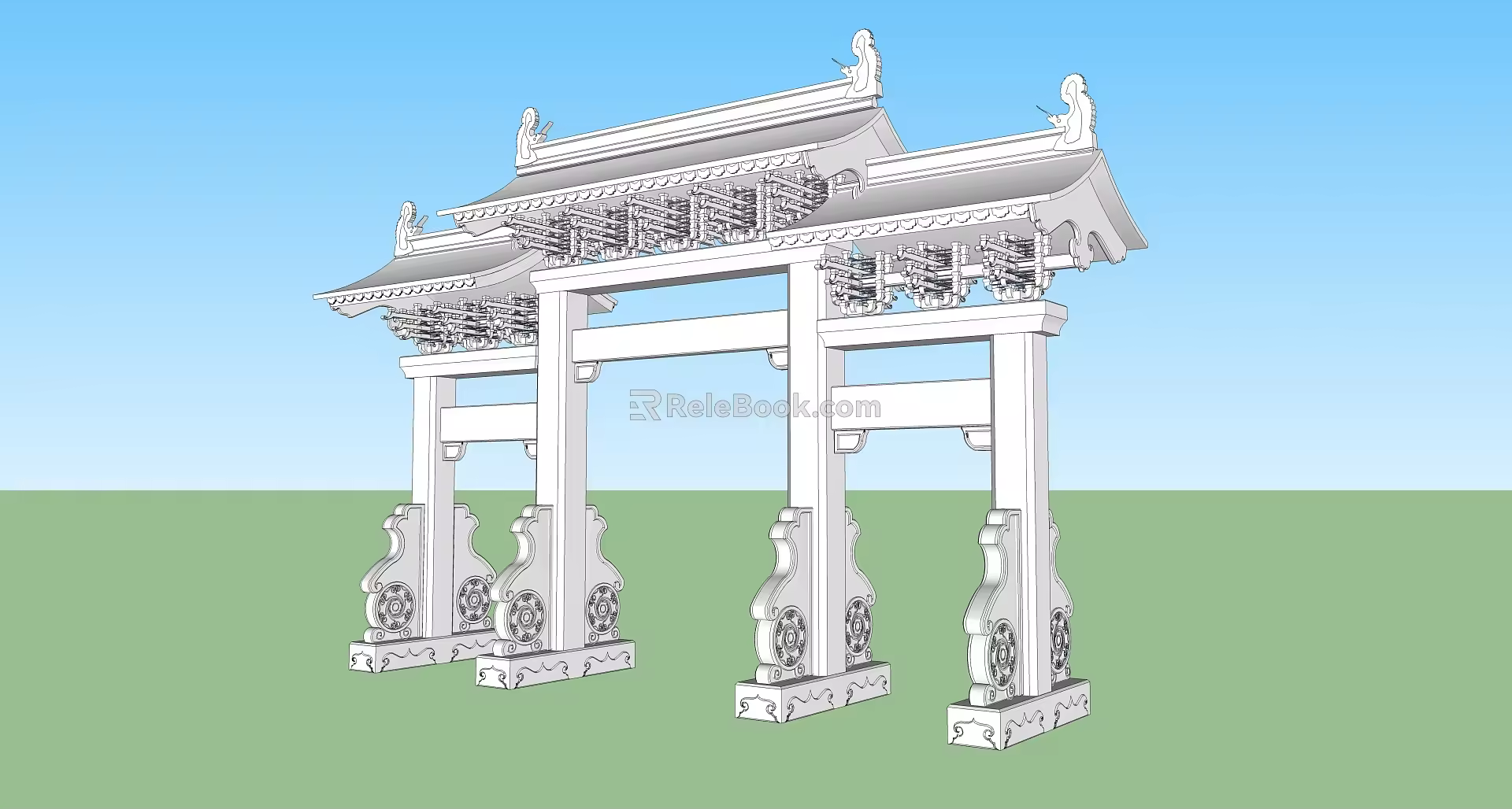 Chinese Style Archway Stone Archway Entrance Door Head Archway 3d model