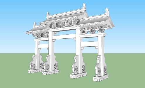 Chinese Style Archway Stone Archway Entrance Door Head Archway 3d model