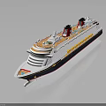 Luxury Cruise Ship With Multiple Decks Red Black Funnels And Yellow Lifeboats