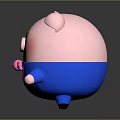 Cute Chubby Pink Pig Cartoon Character Dressed In Blue Suit With Pink Bow Tie