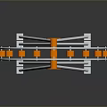 Modern Ferris Wheel Architecture With Orange Cabins And White Metal Frame