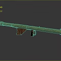 Long Green Military Weapon With Brown Wooden Stand And Metal Components