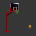 Red Outdoor Basketball Hoop Stand With Backboard Rim Net And Basketball