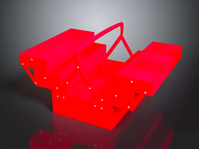 Red Sturdy Multiplatform Household Storage Rack With Stable Base And Platforms 3d model
