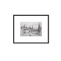 Framed Landscape Painting Featuring Traditional Buildings Trees And Country Path