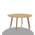 Light Colored Round Wooden Dining Table With Simple Design And Four Legs 3d model