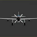Aerospace Themed Airplane Model Featuring Silver Body Blue Cockpit Red Tail And Propeller