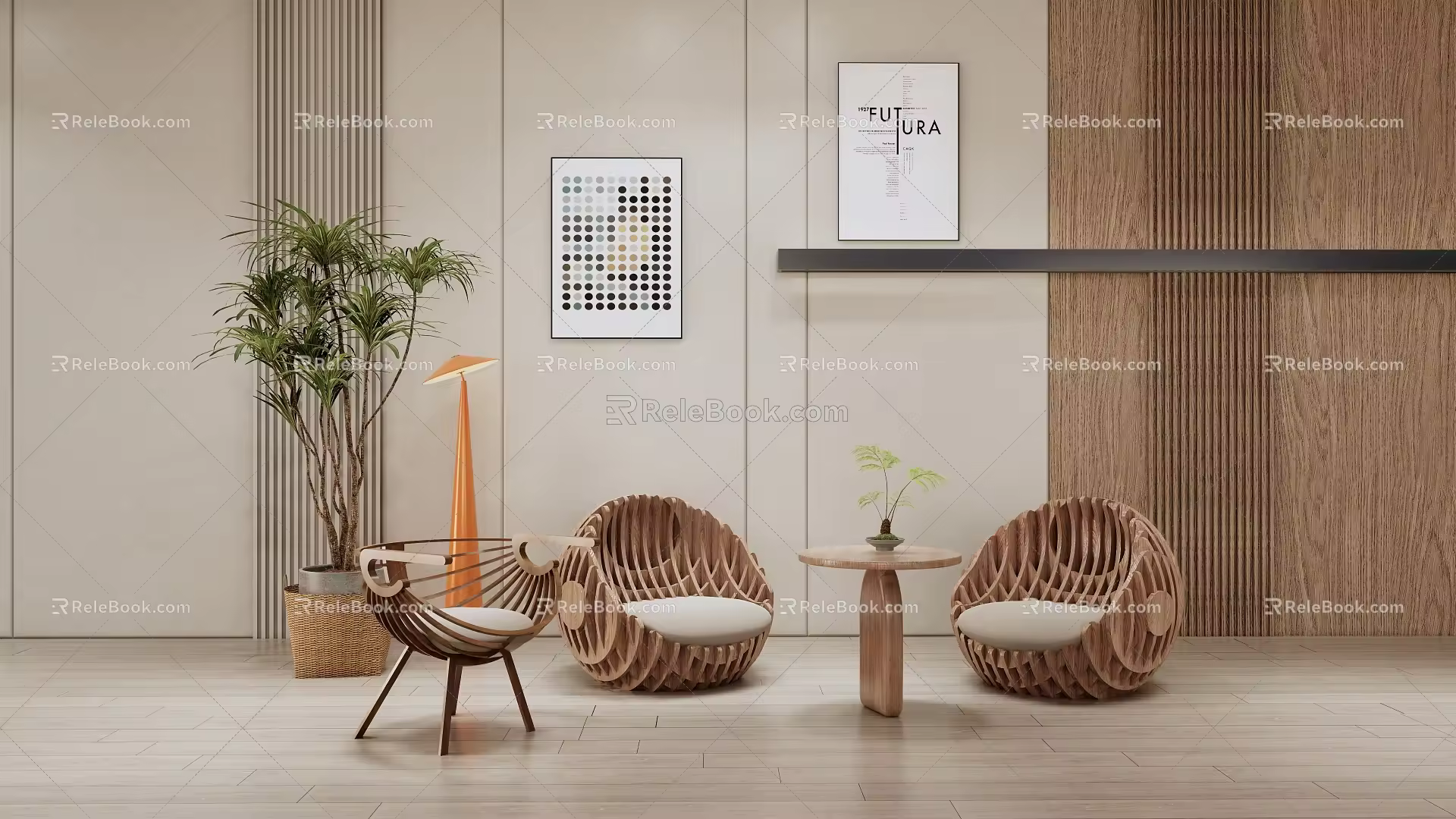 Modern leisure table and chair combination leisure seat combination 3d model