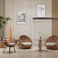 Modern leisure table and chair combination leisure seat combination 3d model