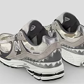 Gray New Balance Sneakers With Camouflage Pattern And White Black Sole
