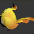 Cute Yellow Bird Game and Movie Character 3D Model with Orange Wings and White Belly