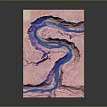 Pink Purple Canyon Scenic Landscape With Winding Blue River And Rugged Terrain