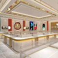 Elegant Luxurious Jewelry Store Interior With Glass Display Cases And Decorative Lighting