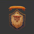 Decorative Wooden Shield Featuring Orange Ribbon And Central Tool Motif
