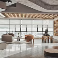 Luxury Men's Clothing Store Interior with Suits Mannequins Hanging Apparel and Seating Area