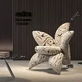 Unique Black And White Pattern Accent Chair In Modern Living Room With Floor Lamp
