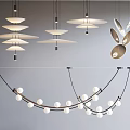 Modern Pendant Lights With Layered Circular And Curved Spherical Design Elements 3d model