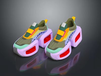 Colorful Casual Platform Shoes With Green Yellow Pink Accents And Stylish Design 3d model
