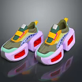 Colorful Casual Platform Shoes With Green Yellow Pink Accents And Stylish Design