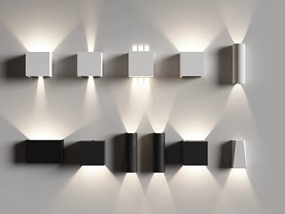 Modern Wall Lamps With Contemporary Design Black And White Square Rectangular Illuminated Sconces 3d model