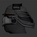 Sci Fi Tactical Helmet With Metallic Weathered Surface Red Light And Headset