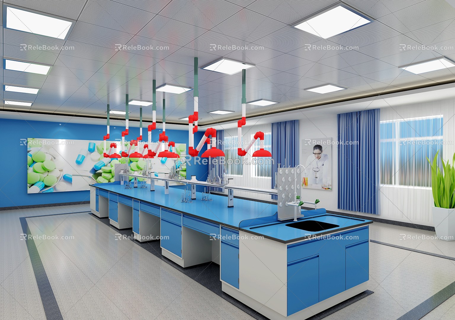 Modern Laboratory Chemistry Laboratory Science and Chemistry Laboratory Classroom Stylistic Medical Treatment 3d model