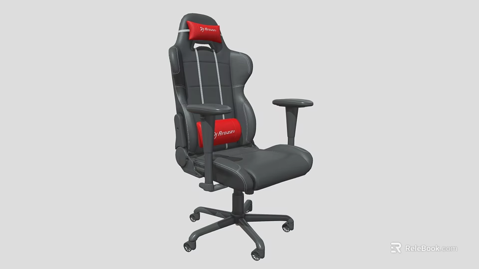 Black And Red Gaming Chair With Ergonomic Design Adjustable Armrests Headrest And Rolling Base 3d model 