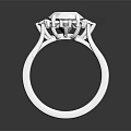 Elegant Silver Ring With Large Center Stone And Sparkling Small Diamonds 3d model