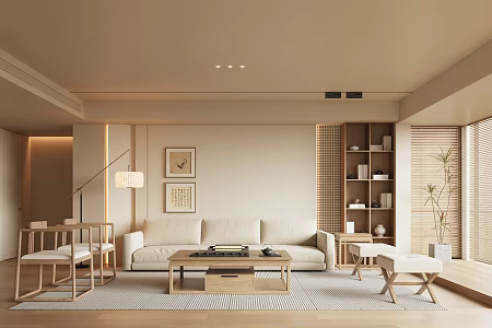 New Chinese Style Song Style Living Room 3d model