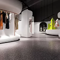 Modern Clothing Store Exterior With White Wavy Architecture Circular Window Displays And Mannequins