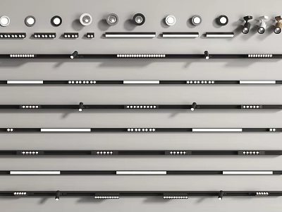Modern Downlights and Spotlights with Various Styles and Black White Finishes 3d model
