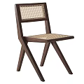 Modern Minimalist Leisure Chair Featuring Walnut Wood Frame And Rattan Weave Design
