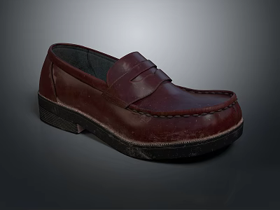 Burgundy Leather Loafer With Classic Design For Casual And Formal Wear 3d model