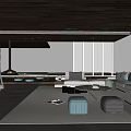 Modern Living Room Interior With Large Windows Natural View Sofa And Coffee Tables