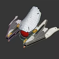 Futuristic Spacecraft With White Silver Body And Red Engine Components For Space Exploration