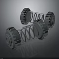 Mechanical Transparent Tube Weapon With Grey Wheels And Coiled Spring Inside 3d model