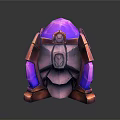 Futuristic Sci-Fi Scene Component Featuring Purple Pink Crystal Core And Metallic Shell With Glowing Elements