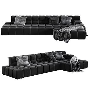 Modern corner sofa fabric multi-person sofa 3d model