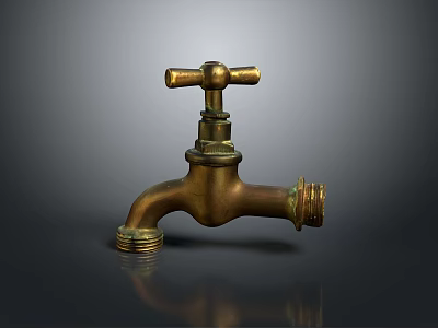 Vintage Brass Faucet Hardware Tool with Classic Design for Home Plumbing Use 3d model