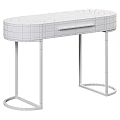 Modern Gray Dressing Table With Gold Metal Legs And Sleek Drawer Design