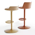 Modern Stylish Bar Stools In Pastel Pink And Beige With Round Base And Footrest Ring