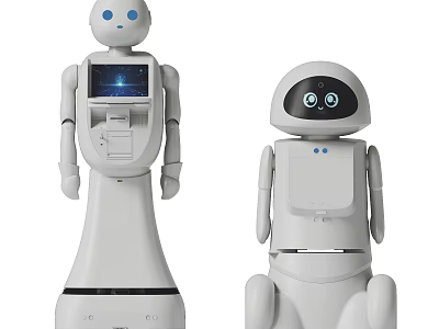 Two Smart Robots With Display Screen And Camera For Home And Office Use 3d model