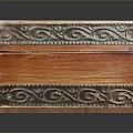 Wooden Decorative Box With Blue Brown Surface Pattern And Black Lock